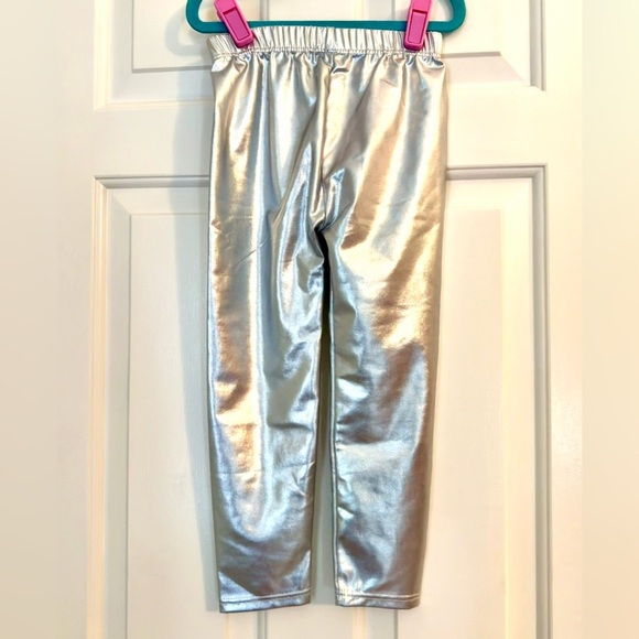 Shiny Silver Kids Leggings - Picture 3 of 4